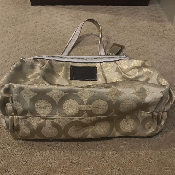 Coach Poppy Glam Canvas Tote Bag Gold - Picture 4 of 6